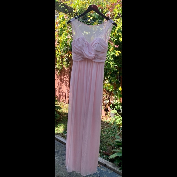 David’s Bridal Long Mesh Illusion Dress Petal Evening Gown Formal size 2 - Picture 2 of 6